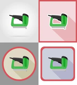 Electric stapler tools for construction and repair flat icons vector illustra イラスト素材