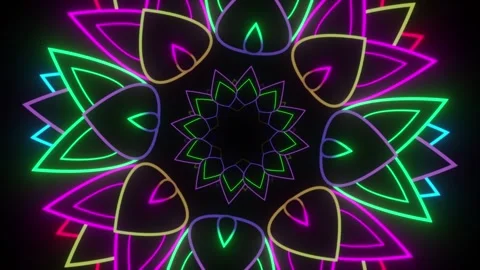 Electric Star Mandala Loop with Geometric Glow and Pulse Stock Footage 306881641