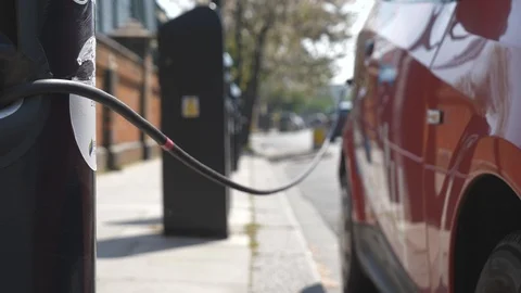 An electric station charging a car. Stock Footage 106821785