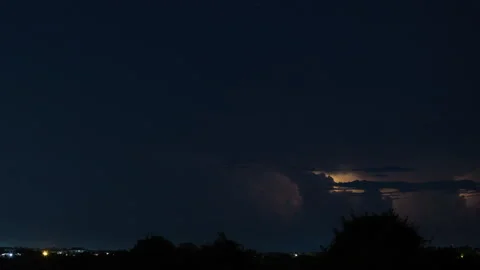 Electric storm exploding on the horizon. Lightning strikes create a epic Stock Footage 254511373