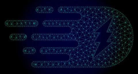 Electric Strike Polygonal Frame Vector Mesh with Fast Motion Effect Stock Illustration