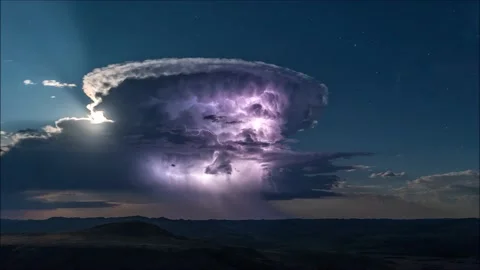 Electric Supercell In Moonlight Stock Footage 150014455