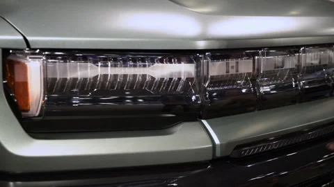 Electric SUV Front Lighting Design Enhancing Automotive Aesthetics Stock Footage 291615085