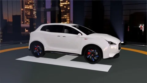 Electric SUV parking on the helipad Stock Footage 75736731