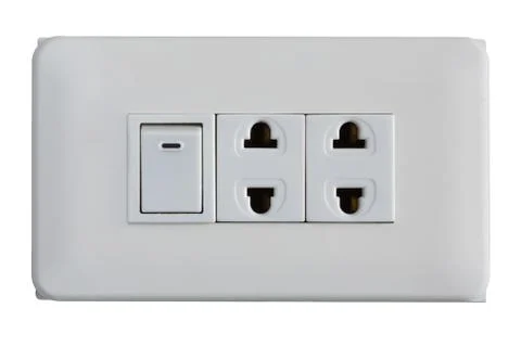 Electric switch and sockets on a white background Foto stock