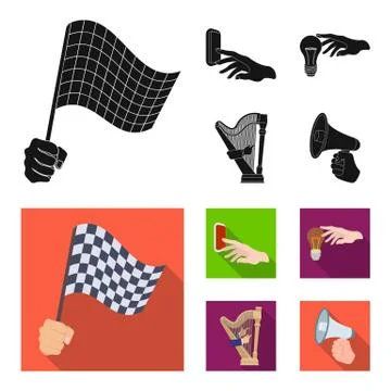 Electric switch button, incandescent lamp and other web icon in black,flat style Stock Illustration