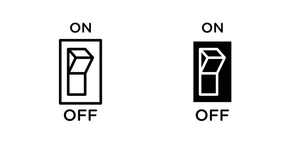 Electric switch icon solid, line, and editable vector set. Illustrazione stock