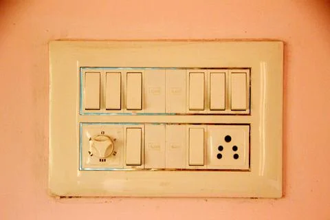 Electric Switch Panel on Wall Stock Photos