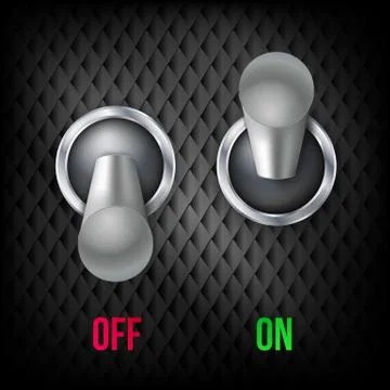 Electric Switch Vector. 3d Chrome Metallic Toggle Switcher. Realistic 스톡 일러스트