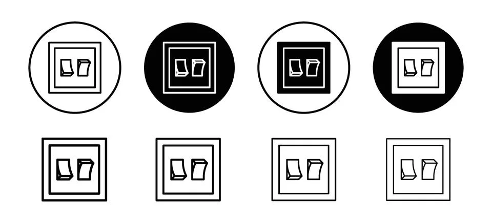 Electric switch vector icon set collection. Electric switch Outline flat Icon Stock Illustration