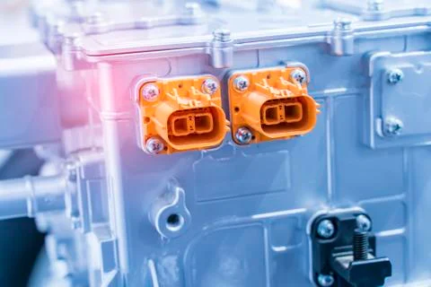 Electric system of eco car engine Automotive part concept Stock Photos