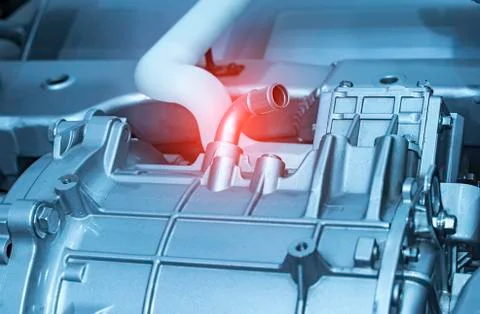 Electric system of eco car engine Automotive part concept Stock Photos
