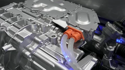 Electric system of eco car front engine Automotive part 库存影片 240600153