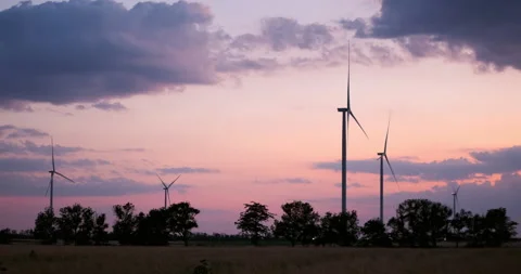 Electric tech windmill generating eco green renewable energy and electricity Stock Footage 170436701