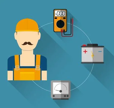Electric technician man, vector illustration Stock Illustration