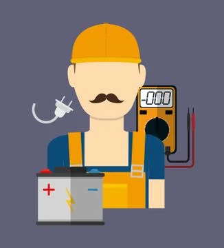 Electric technician man, vector illustration Stock Illustration