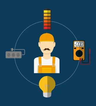 Electric technician man, vector illustration Illustrazione stock