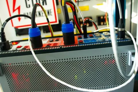 Electric test device for testing relay protections on power substations. Stock Photos