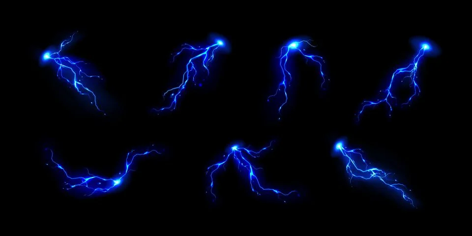 Electric thunder with blue bolt branches Stock Illustration