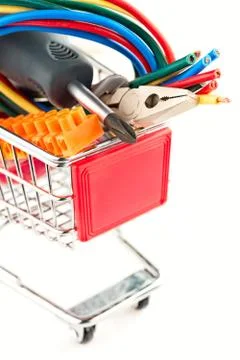 Electric tools in a cart Foto stock