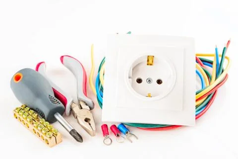 Electric tools on white background Stock Photos