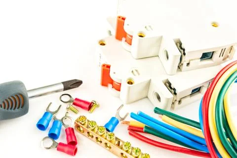 Electric tools on white background Stock Photos