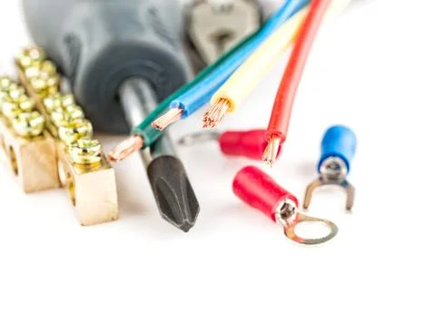 Electric tools on white background Stock Photos