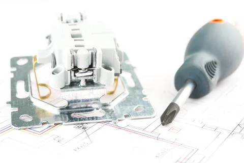 Electric tools on white background Fotos Stock