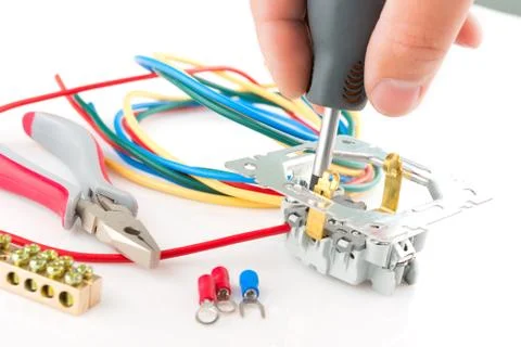 Electric tools on white background Stock Photos