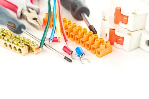 Electric tools on white background Stock Photos