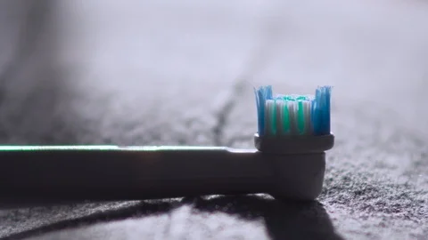 Electric toothbrush bristle close-up Video stock 106064132