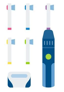 Electric toothbrush with brush set vector icon flat isolated 스톡 일러스트