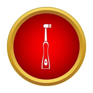 Electric toothbrush icon on red button design Stock Illustration