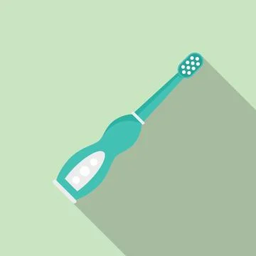 Electric toothbrush teeth icon, flat style Stock Illustration