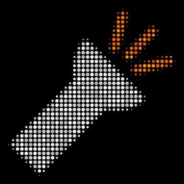 Electric Torch Light Halftone Icon 스톡 일러스트