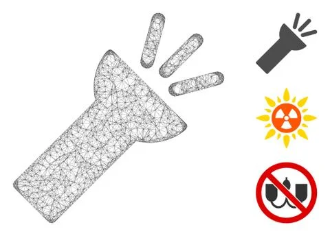 Electric Torch Light Polygonal Web Vector Mesh Illustration 库存插图