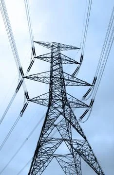 Electric tower and cables Foto stock