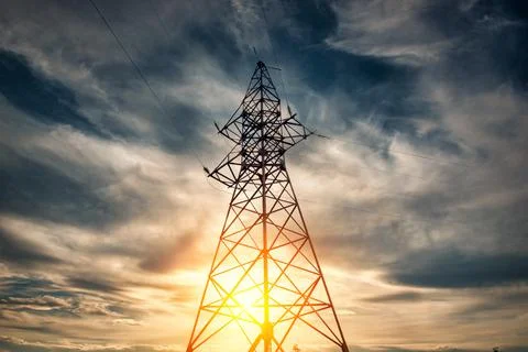 Electric tower and clouds Stock Photos