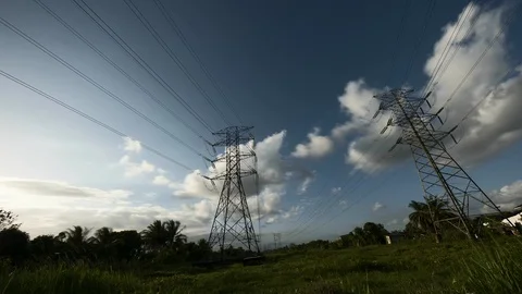 Electric Tower and moving clouds Stock Footage 103030952