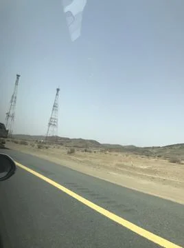 Electric tower in the desert Stock Photos