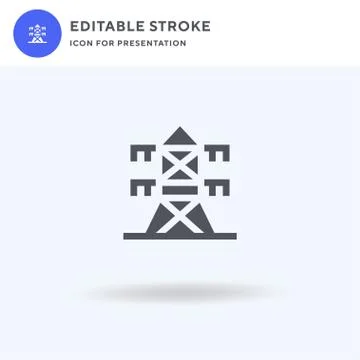 Electric Tower icon vector, filled flat sign, solid pictogram isolated on white Stock Illustration