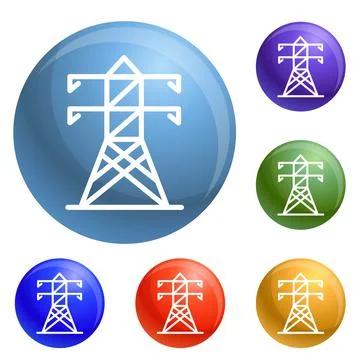 Electric tower icons set vector Illustrazione stock