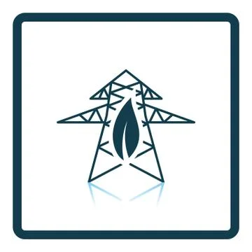 Electric tower with leaf icon Stock Illustration