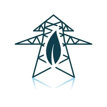 Electric Tower With Leaf Icon Stock Illustration