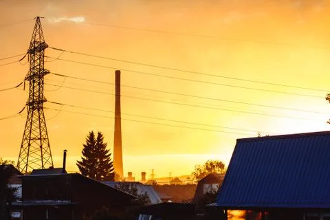 Electric tower sunset Stock Photos