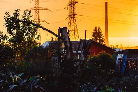Electric tower sunset Stock Photos