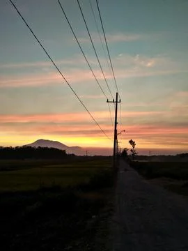 Electric tower at sunset Stock Photos