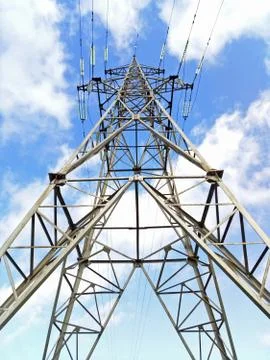 Electric tower transmission lines Stock Photos
