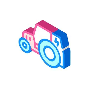 Electric tractor isometric icon vector sign illustration Illustration