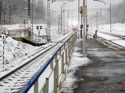 Electric Train Arriving 写真素材